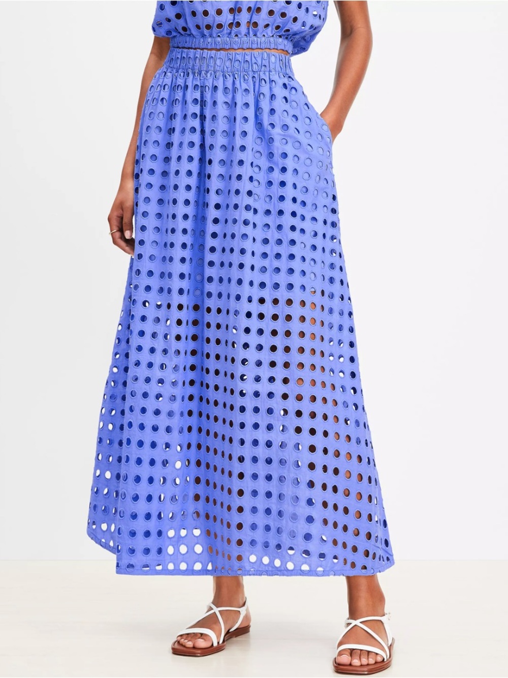 LOFT Lavender Eyelet Maxi Skirt